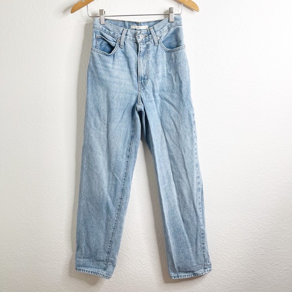 Levis 94 Baggy Light Wash Blue Straight Wide Leg Jeans 100 Cotton Womens 24 - Picture 2 of 5